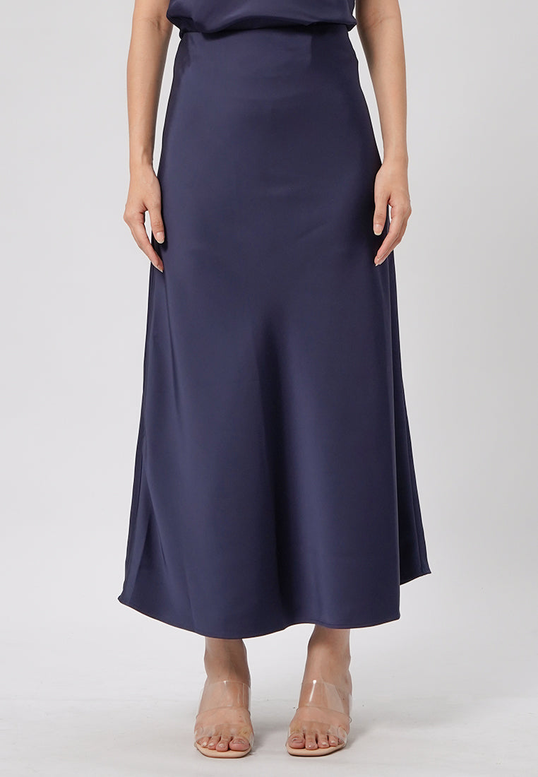 Regular Fit Flowy Maxi Skirt Navy