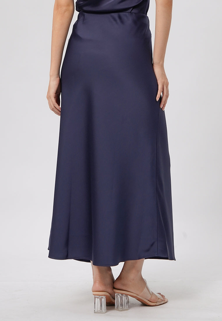 Regular Fit Flowy Maxi Skirt Navy