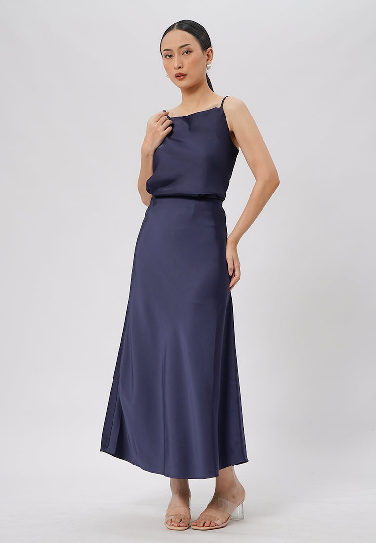 Regular Fit Flowy Maxi Skirt Navy