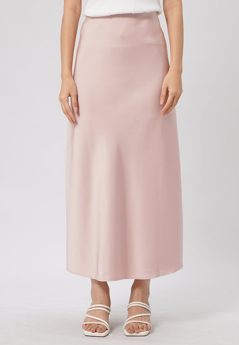 Regular Fit Flowy Maxi Skirt Pink