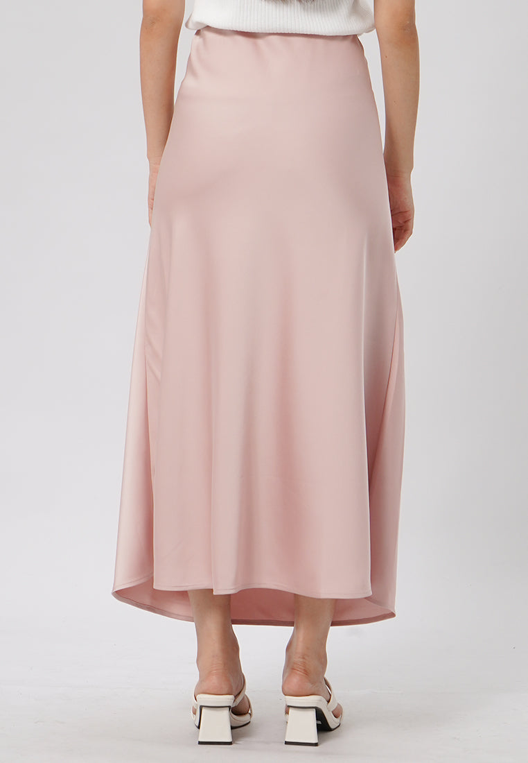 Regular Fit Flowy Maxi Skirt Pink