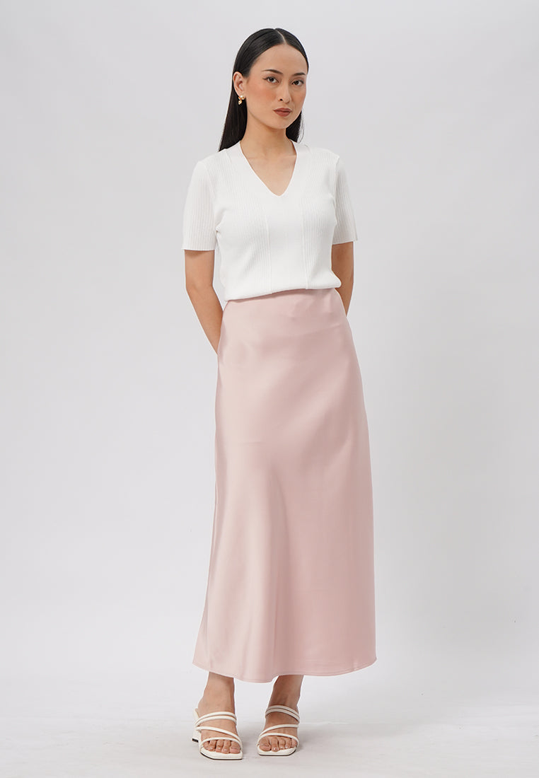 Regular Fit Flowy Maxi Skirt Pink