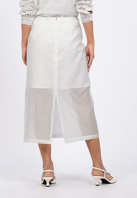 Embroidered Sheer Midi Skirt