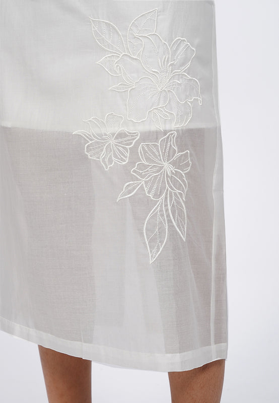 Embroidered Sheer Midi Skirt