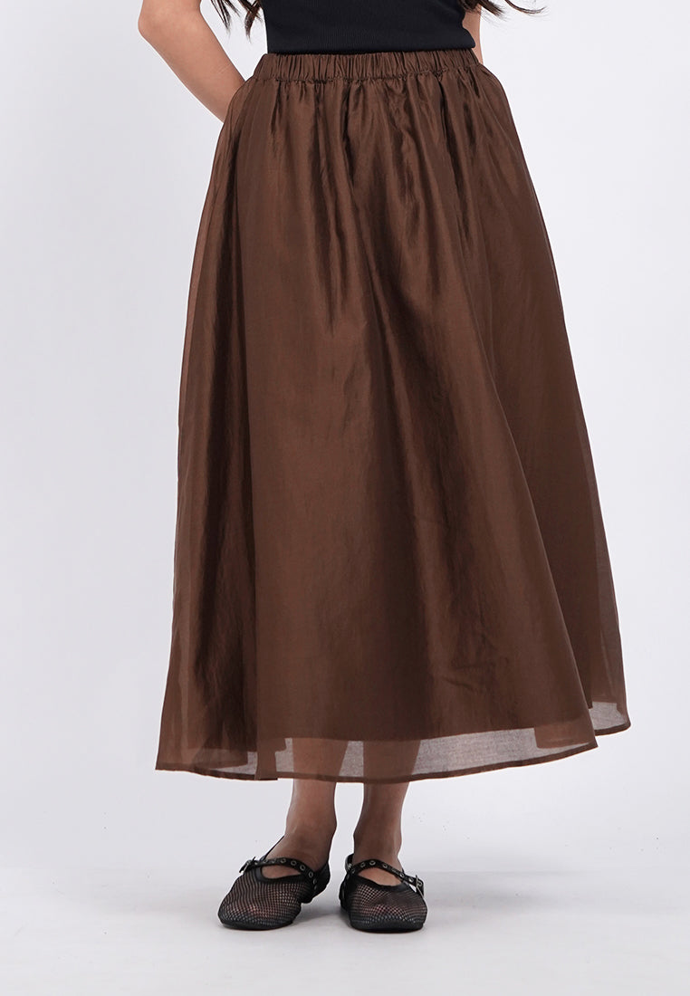 Regular Fit Sheer Midi Skirt