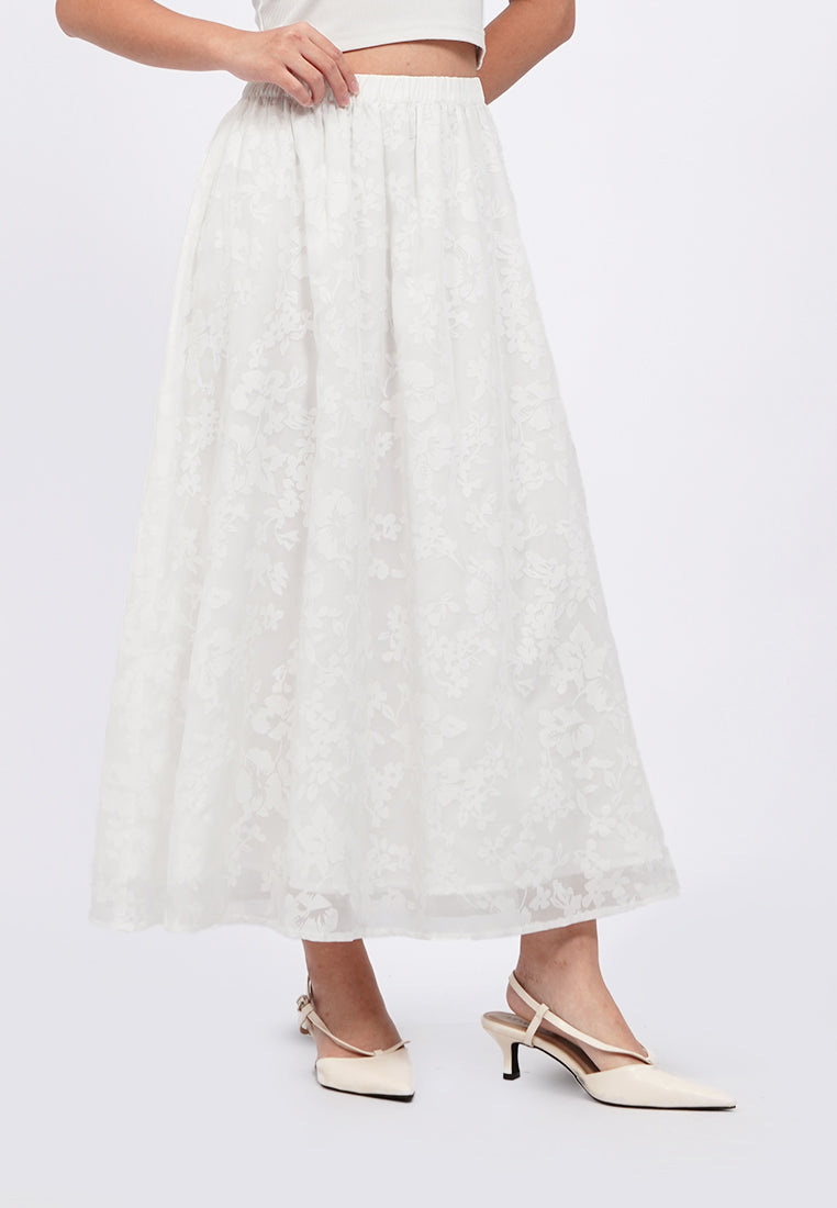 Floral Sheer Midi Skirt