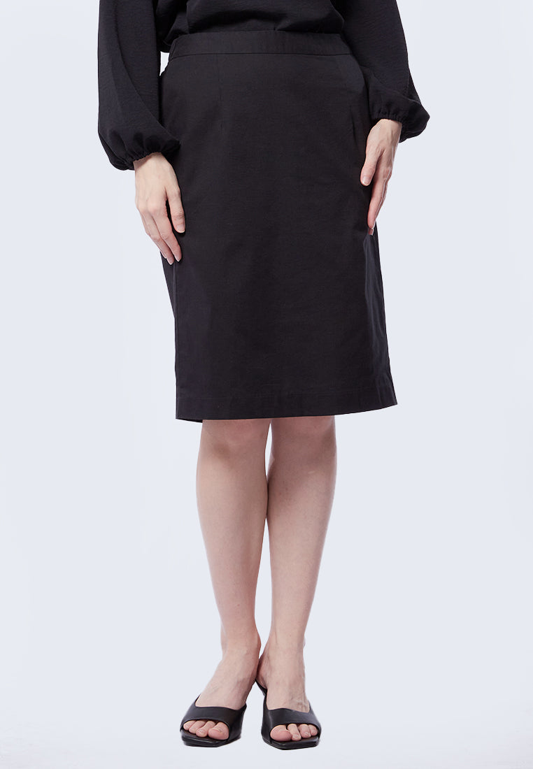 Pencil Skirt with Elasticated Waist Black