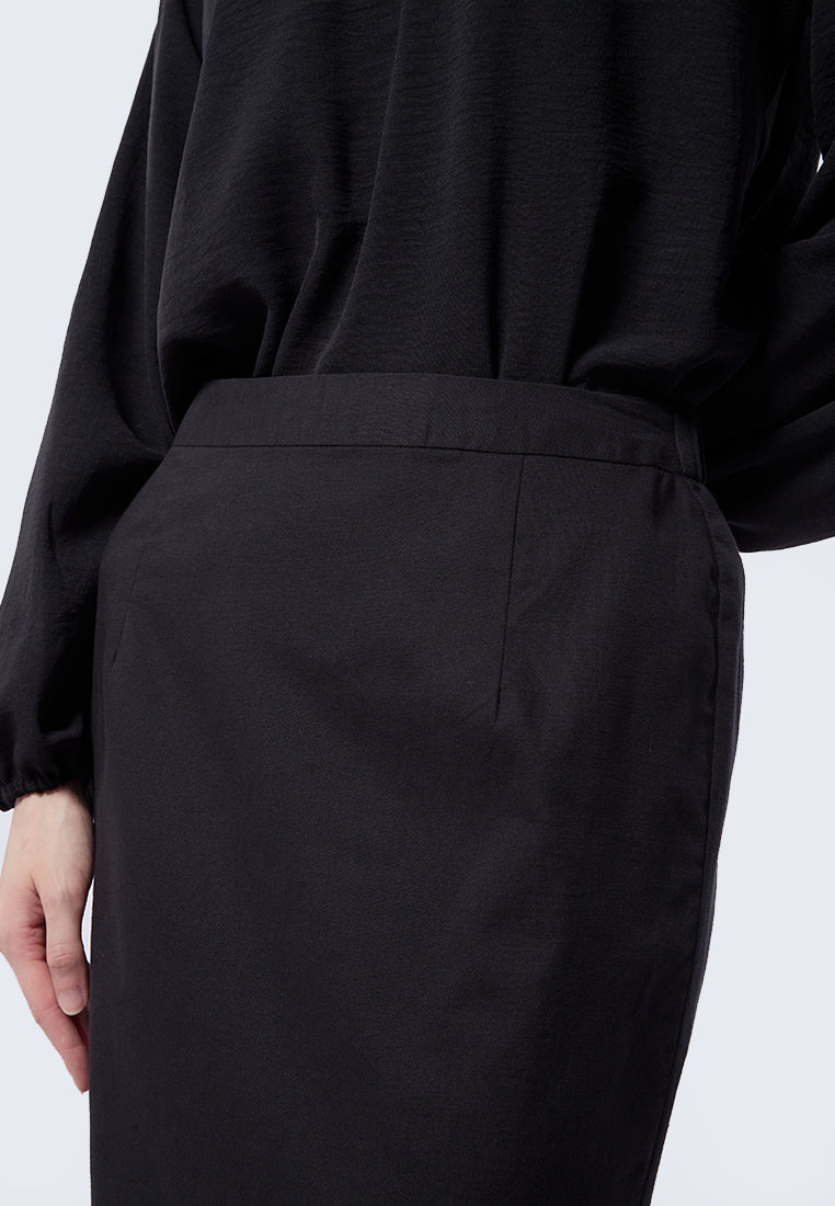 Pencil Skirt with Elasticated Waist Black