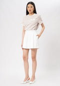 Pleated Mini Skort Off White