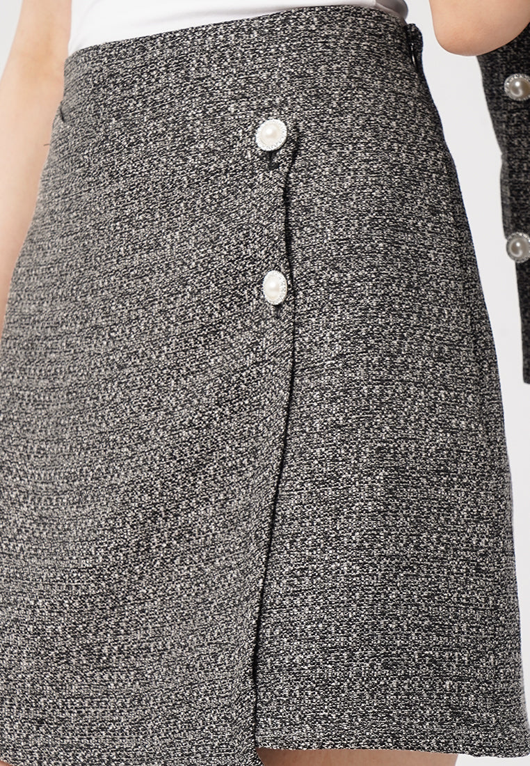 Asymmetrical Tweed Mini Skort