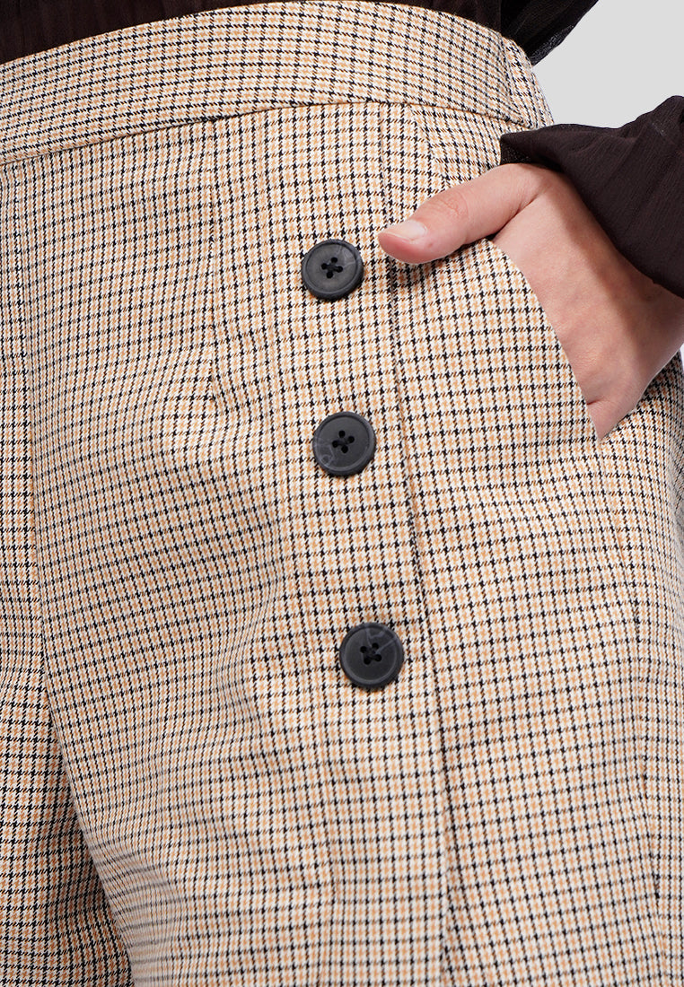 Houndstooth Skort with Button Details