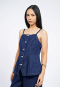 Buttoned Denim Tank Top