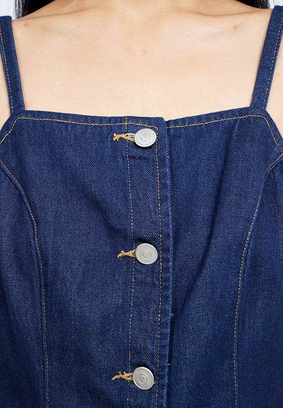 Buttoned Denim Tank Top