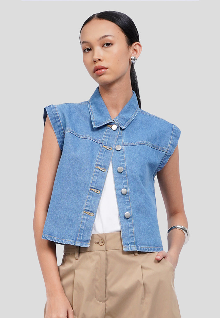 Sleeveless Denim Blouse