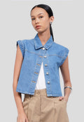 Sleeveless Denim Blouse