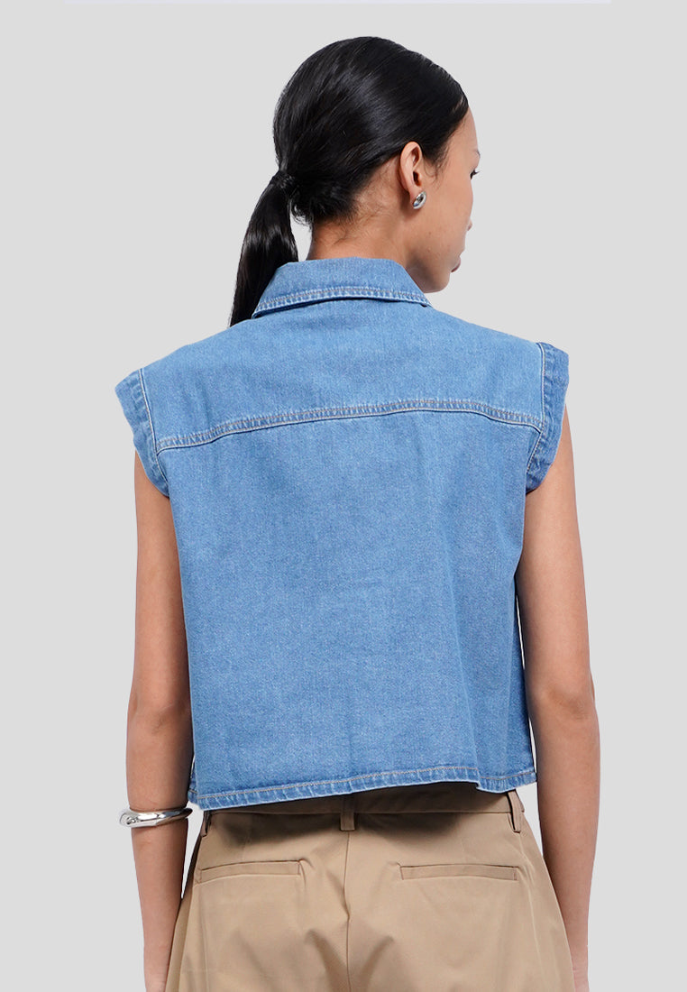 Sleeveless Denim Blouse