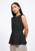 Sleeveless Denim Peplum Top