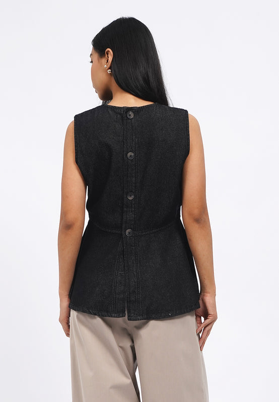 Sleeveless Denim Peplum Top
