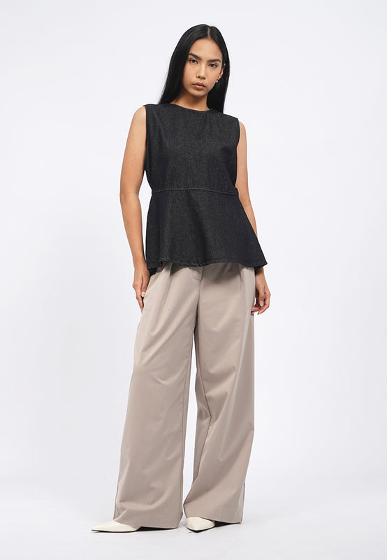 Sleeveless Denim Peplum Top