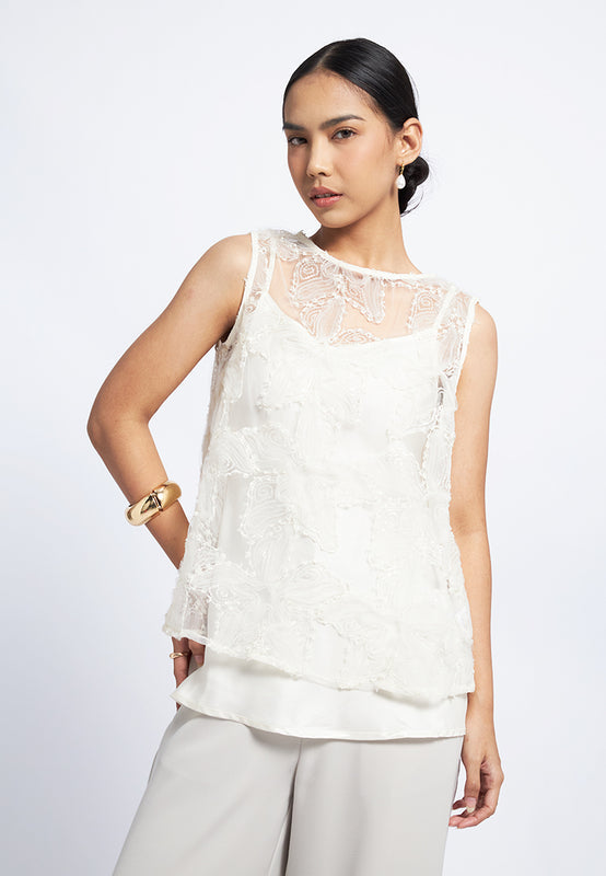 Embroidered Sleeveless Top