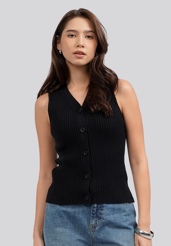V-Neck Sleeveless Knit Top
