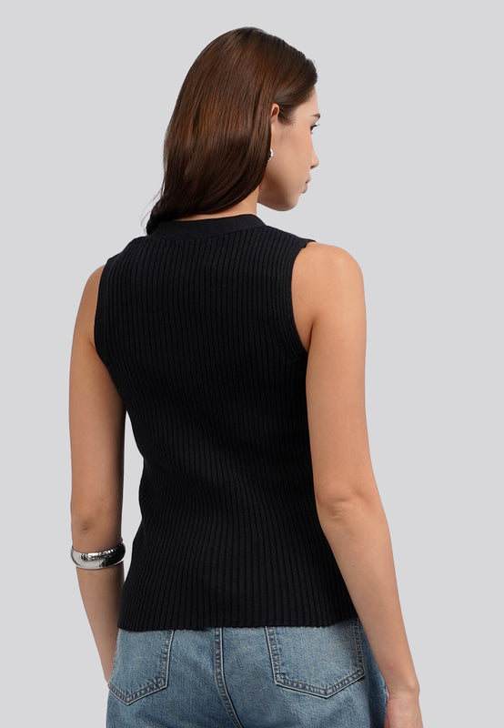 V-Neck Sleeveless Knit Top
