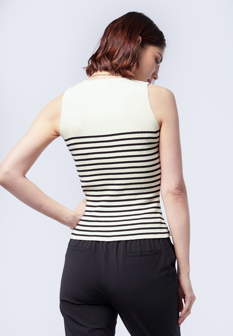 Button Up Sleeveless Knit Top