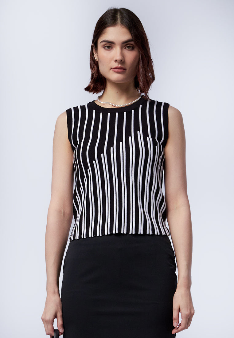 Printed Sleeveless Knit Top
