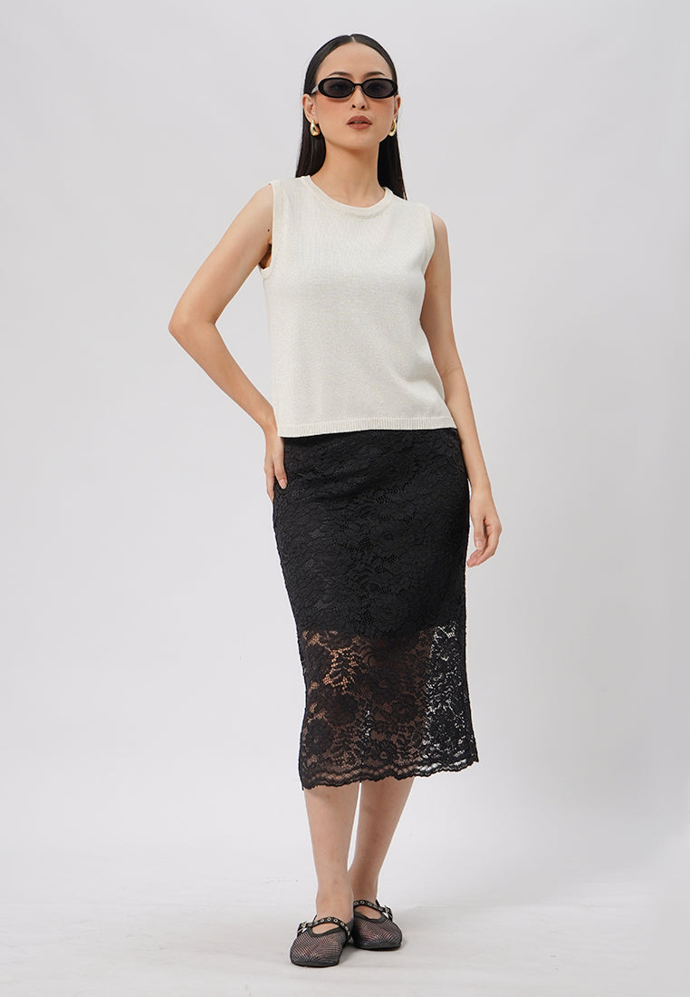 Sleeveless Knit Top Lt. Grey