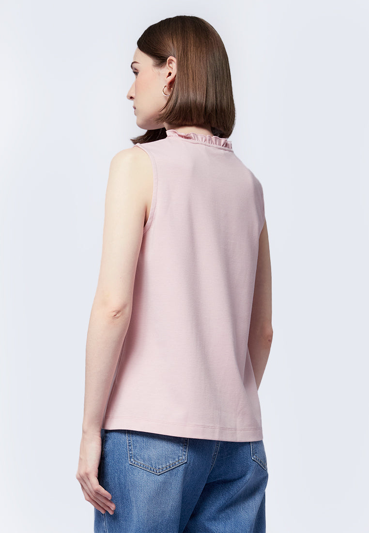 Ruffle Neck Sleeveless Top