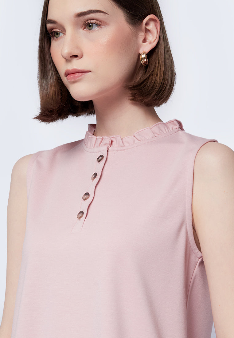 Ruffle Neck Sleeveless Top