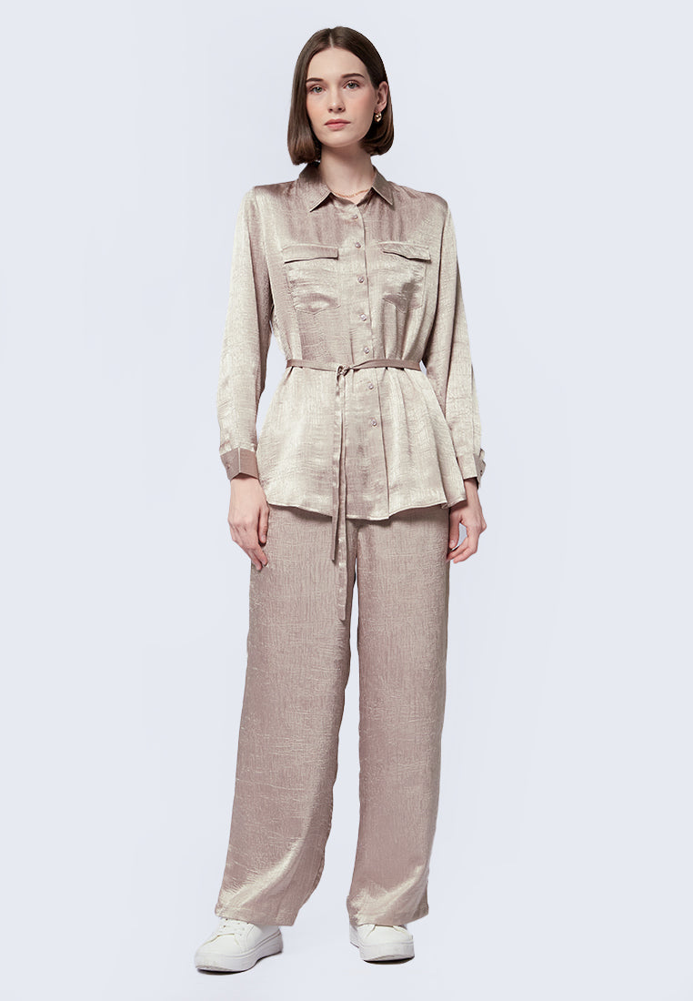 One Set Long Sleeve Blouse with Pants