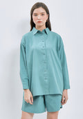 One Set Long Sleeve Blouse with Short Pants