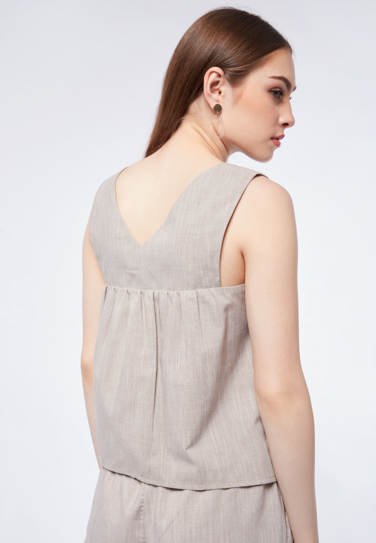 V-neck Gather Back Top