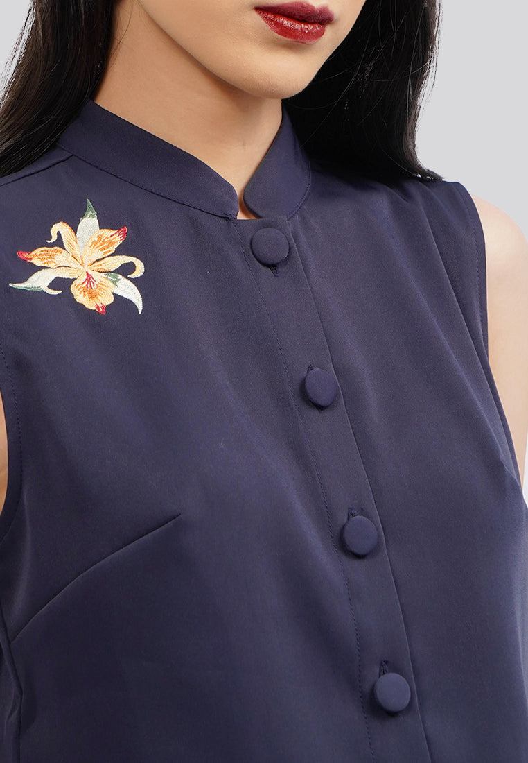 Sleeveless Embroidered Top