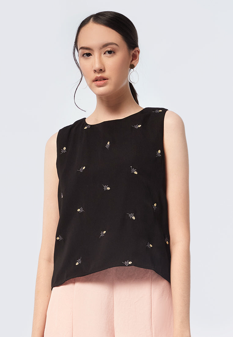 Embroidered Sleeveless Top