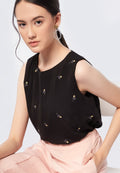 Embroidered Sleeveless Top