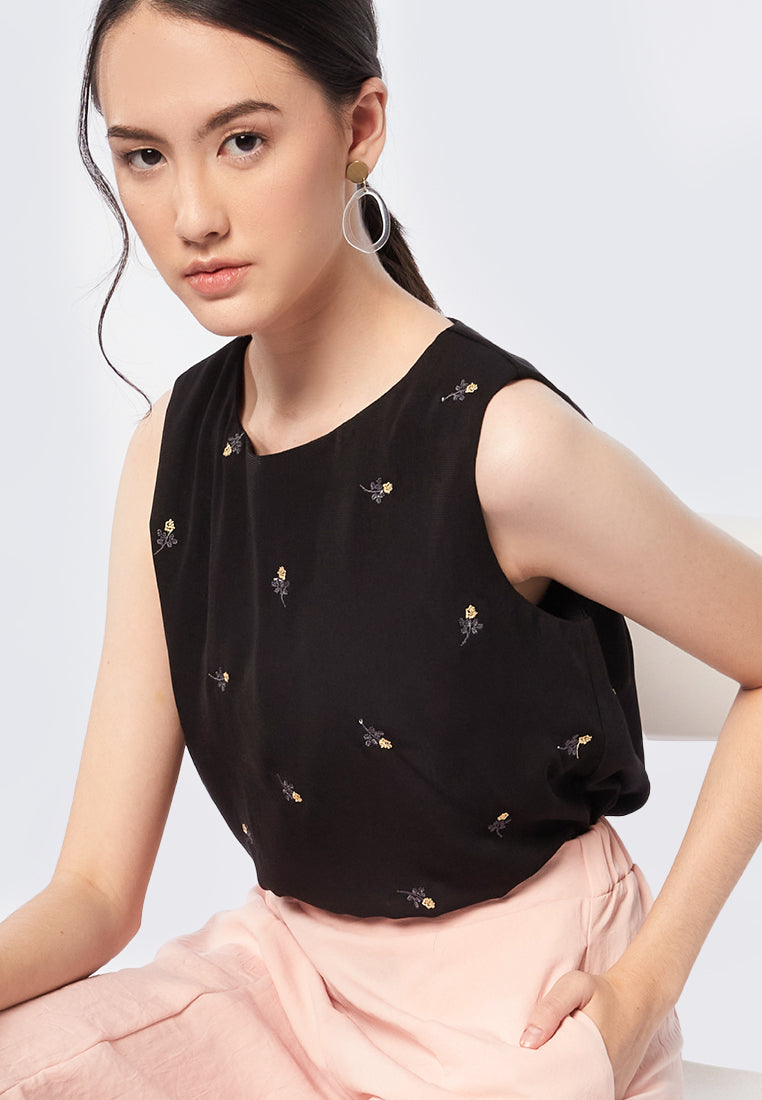 Embroidered Sleeveless Top