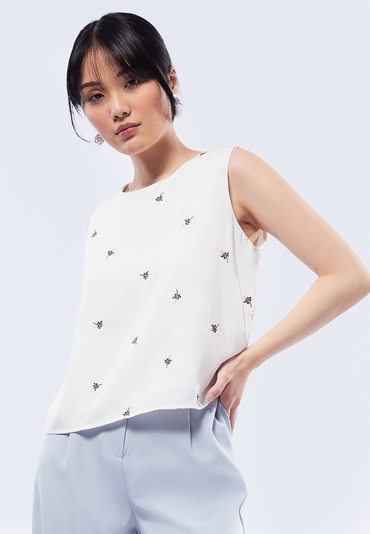 Embroidered Sleeveless Blouse