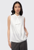 Sleeveless Blouse with Drapped Front