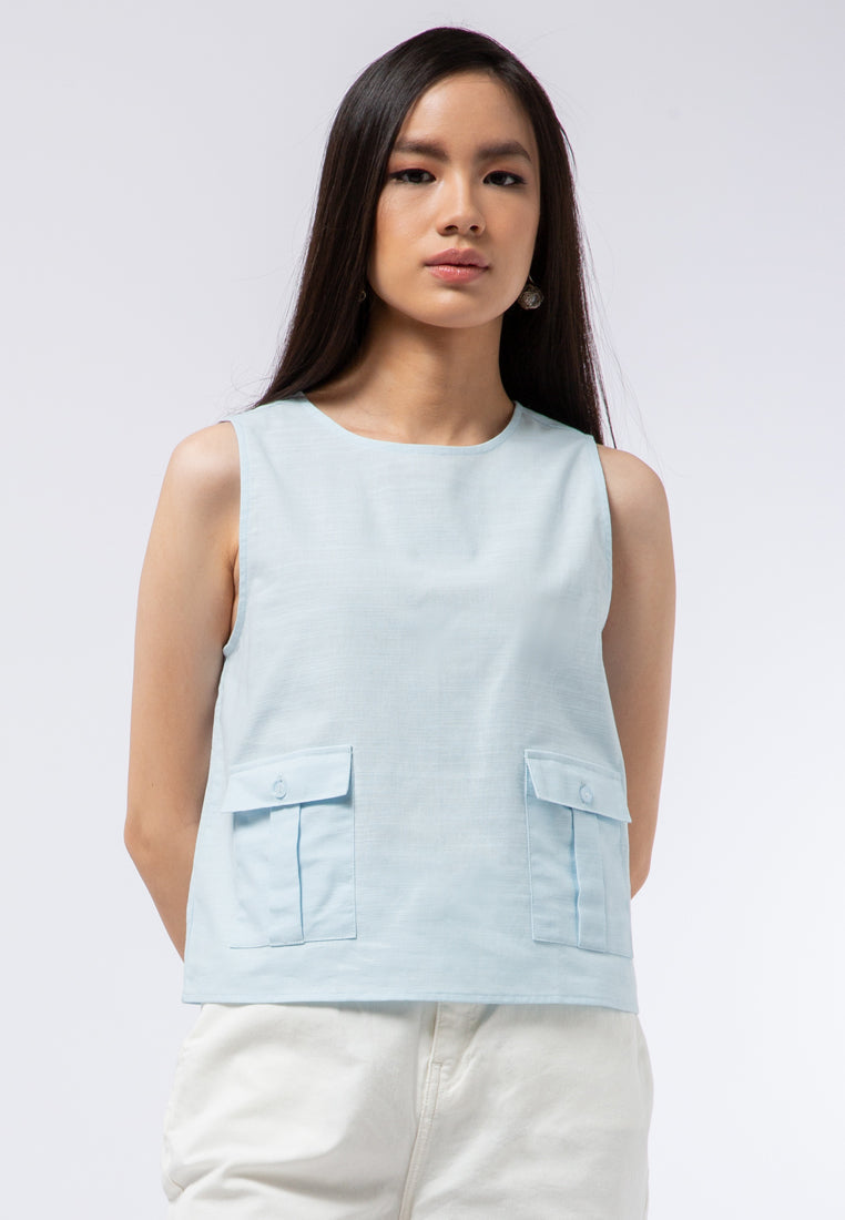 Sleeveless Top with Front Pocket