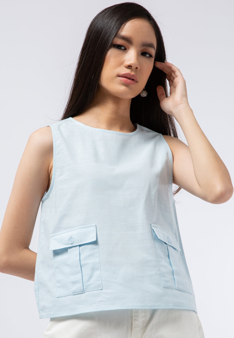 Sleeveless Top with Front Pocket