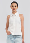 Halter Neck Sleeveless Blouse Off White