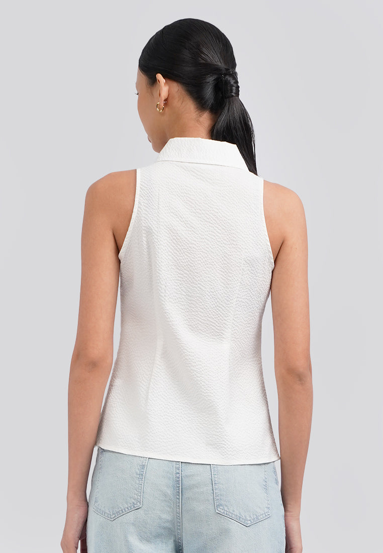 Halter Neck Sleeveless Blouse Off White