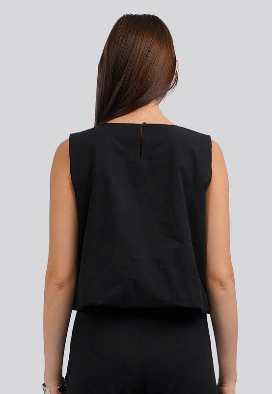 Round Neck Bubbled Sleeveless Top
