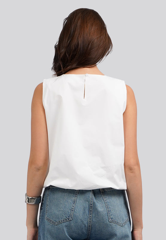 Round Neck Bubbled Sleeveless Top