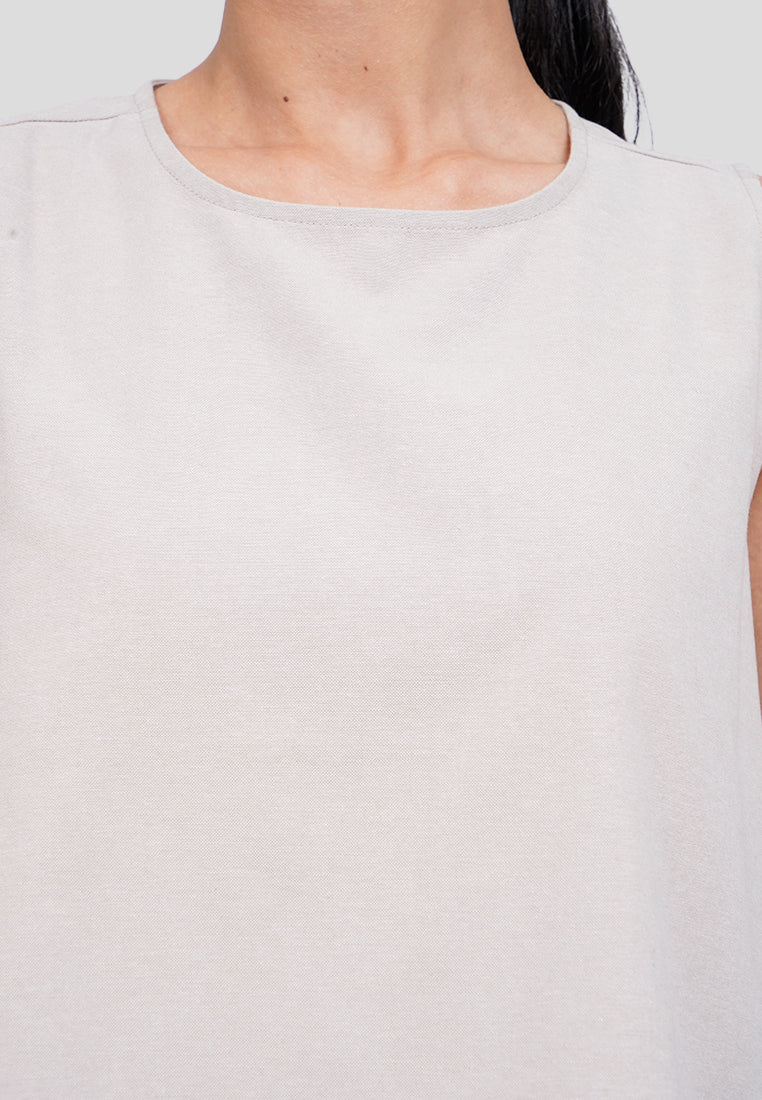 Sleeveless Flare Chambray Top