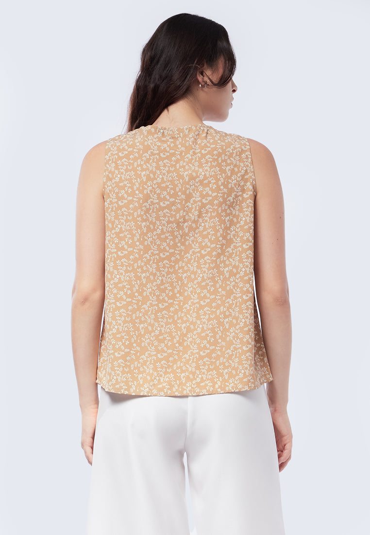 Printed V-Neck Sleeveless Top