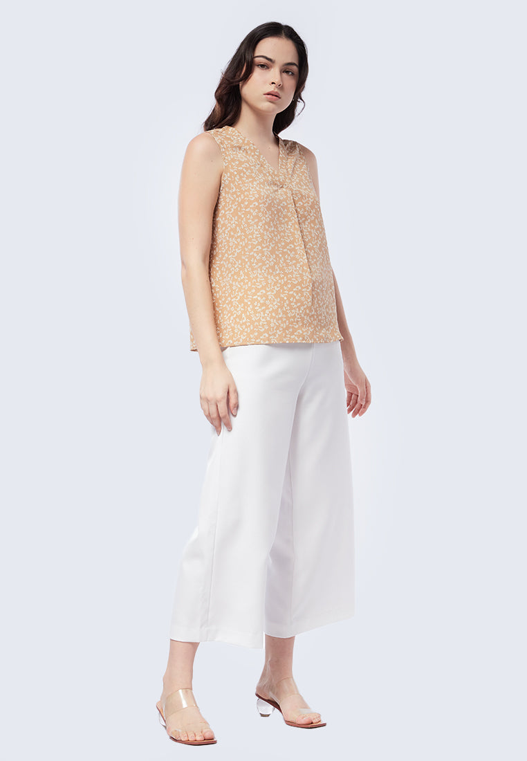 Printed V-Neck Sleeveless Top