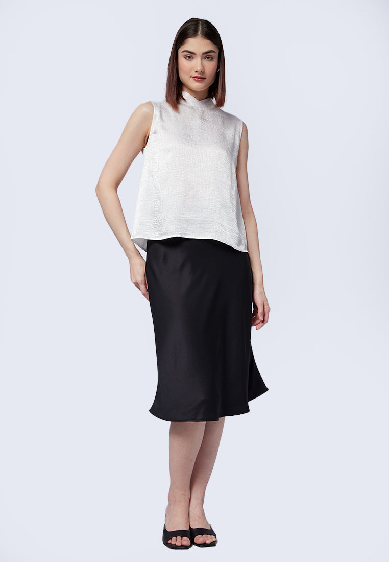 Mandarin Collar Sleeveless Blouse